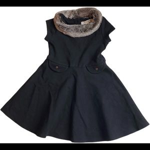 Fit & Flare Dress with Faux Fur